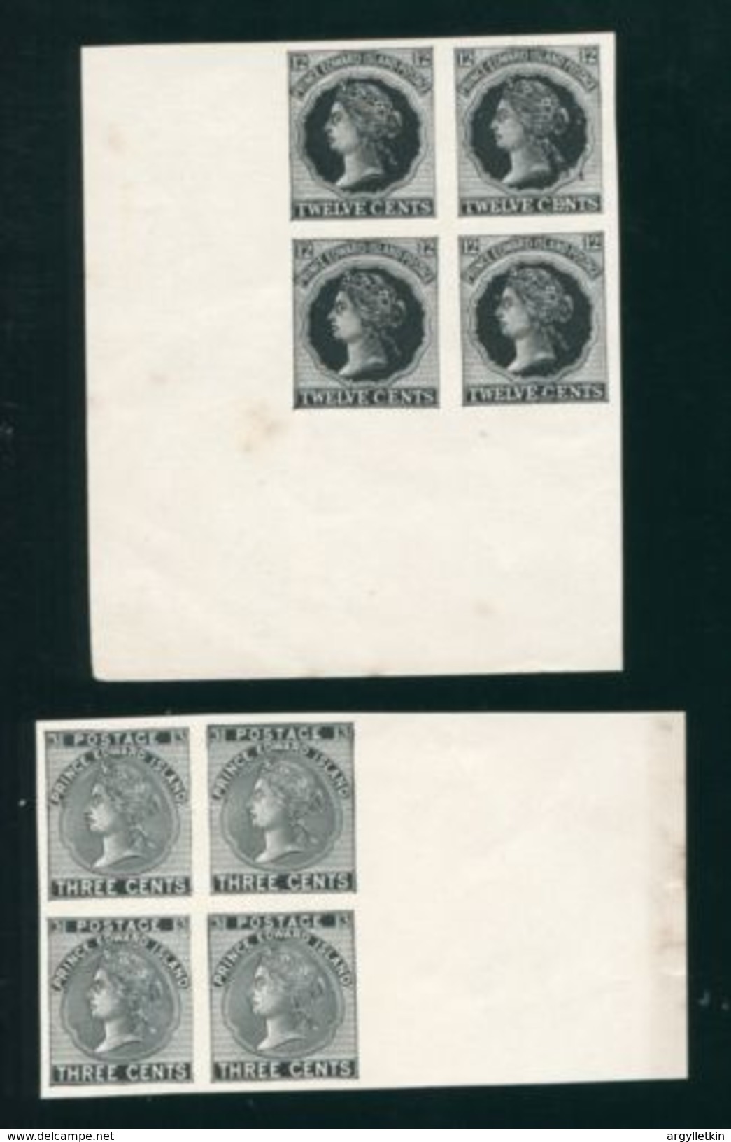 CANADA PRINCE EDWARD ISLAND QUEEN VICTORIA PROOF IMPRESSIONS BLOCKS OF FOUR - Ongebruikt