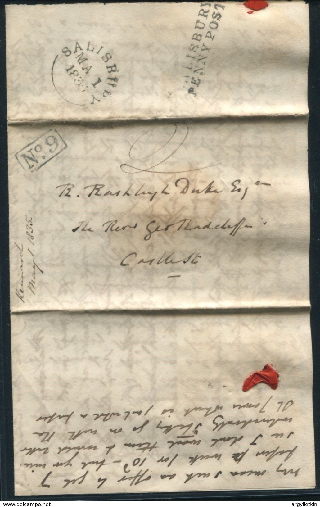 GREAT BRITAIN WILTSHIRE SALISBURY PENNY POST 1835 - ...-1840 Voorlopers