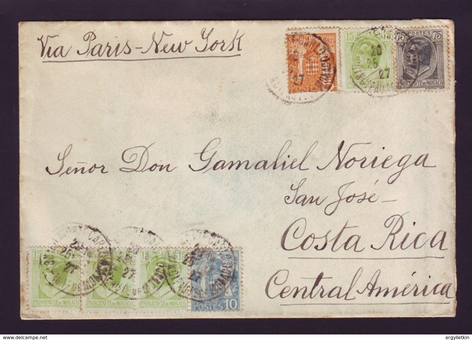 MONACO COSTA RICA COFFEE 1927 - Lettres & Documents