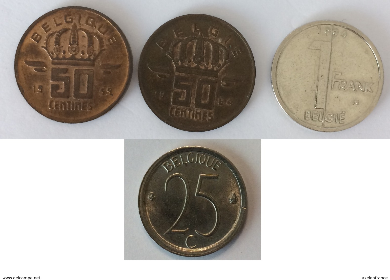 Belgique 1 Franc 1994 - Belgique 50 Centimes 1959 - Belgie 50 Centimes 1964 - Belgique 25 Centimes 1971 - Unclassified