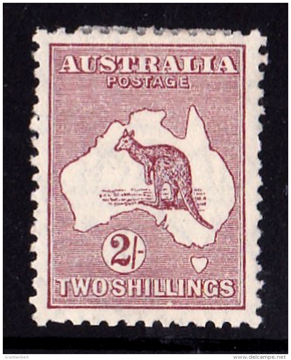 Australia 1929 Kangaroo 2/- Maroon Small Multi Wmk MH - Listed Variety - Neufs