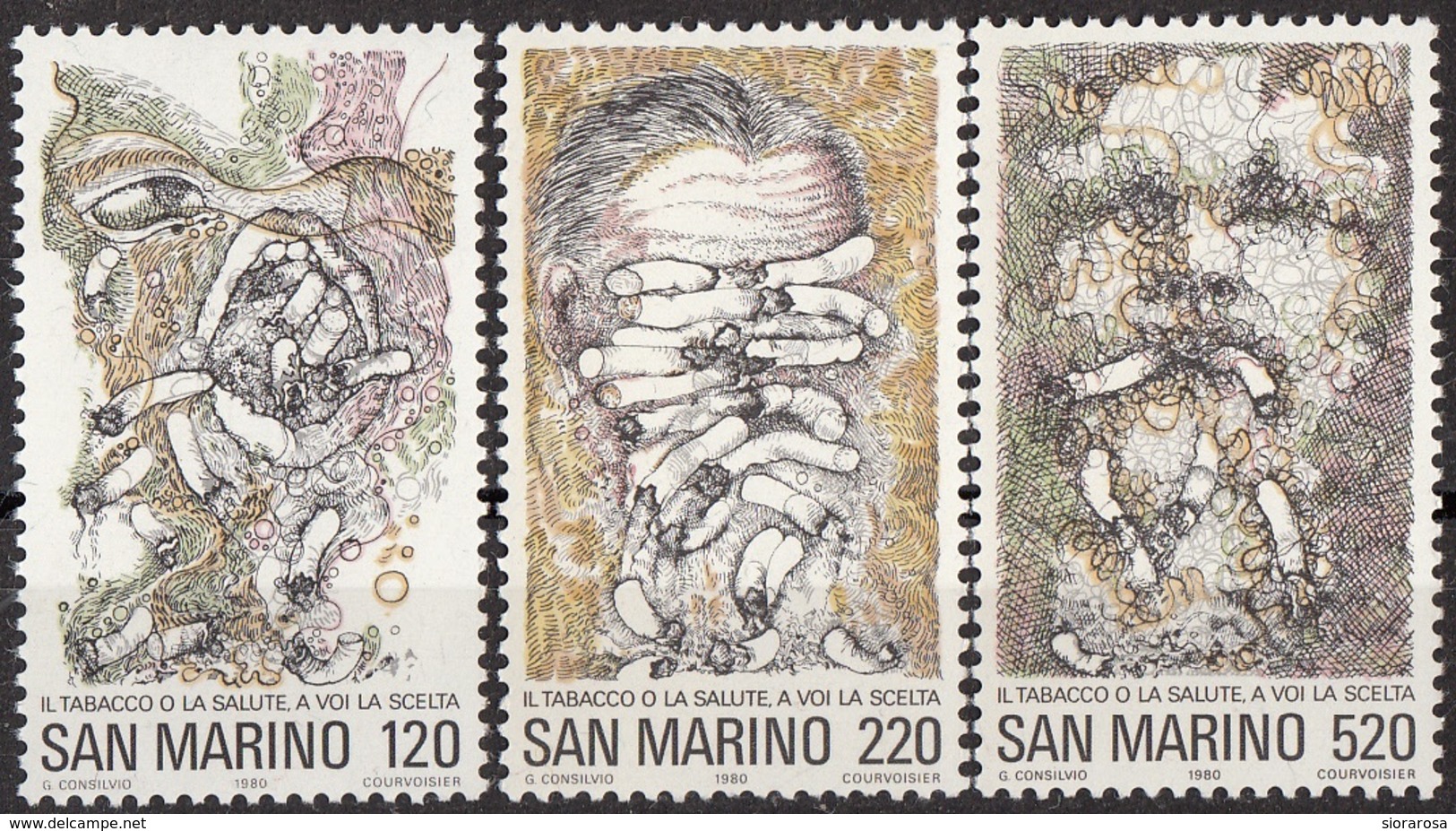 1057 San Marino 1980 Lotta Contro Il Fumo Tabacco Nuovo MNH Full Set Tabagismo - Droga