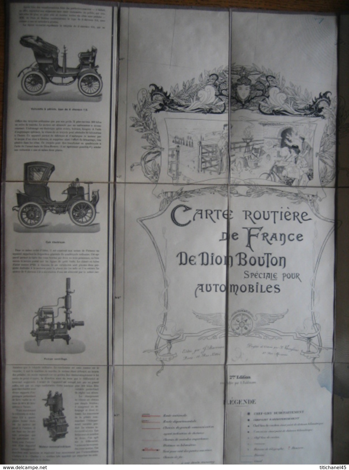 Carte Routière De FRANCE DE DION BOUTON 1902 (2e éd. ) :ensemble De 4 Cartes Toilées (79 X 63,5 Cm) Graveur F. VAVASSEUR - Cartes Routières