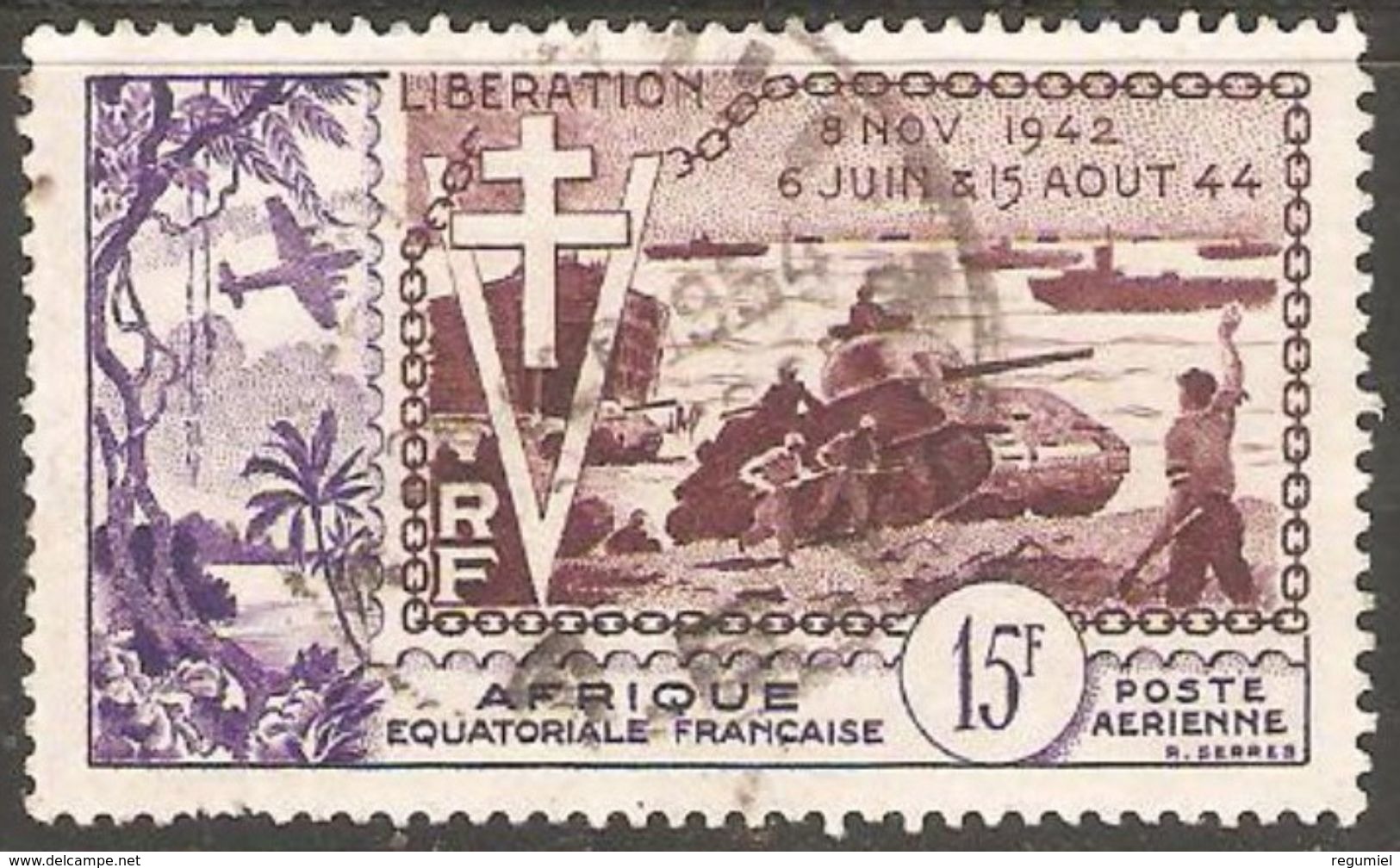 Africa Ecuatorial Francesa Aereo Usado U 57 (o) Foto Estandar. 1954 - Usados
