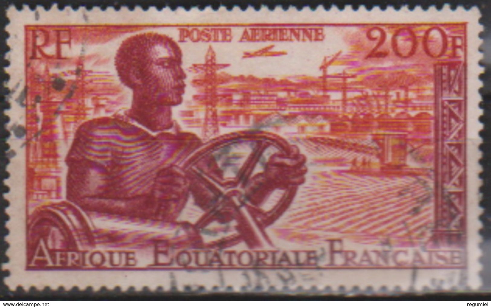 Africa Ecuatorial Francesa Aereo Usado U 60 (o) Foto Estandar. 1955 - Usados