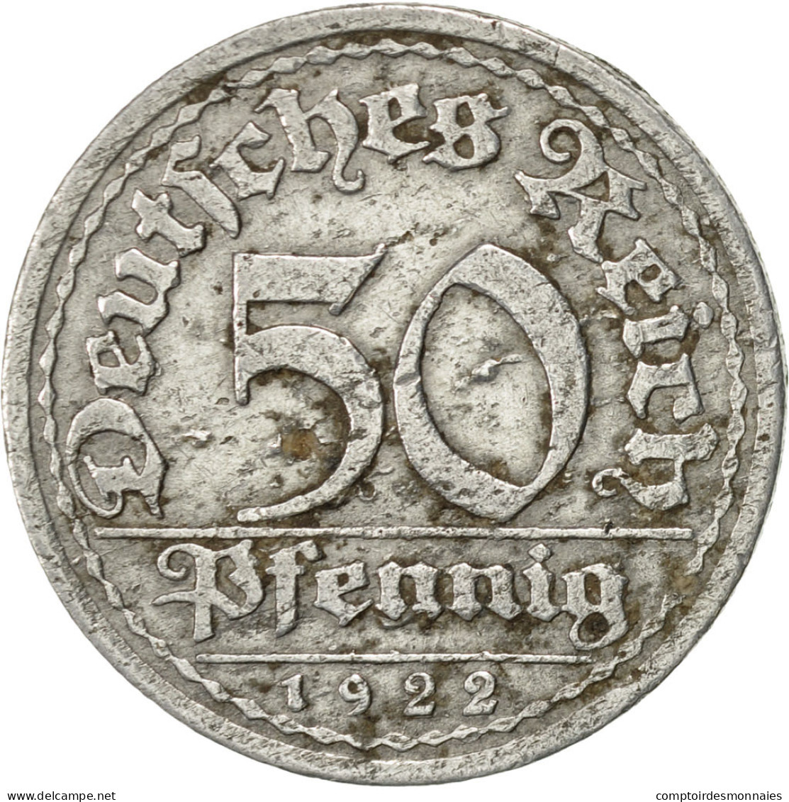Monnaie, Allemagne, République De Weimar, 50 Pfennig, 1922, Karlsruhe, TTB - 50 Rentenpfennig & 50 Reichspfennig