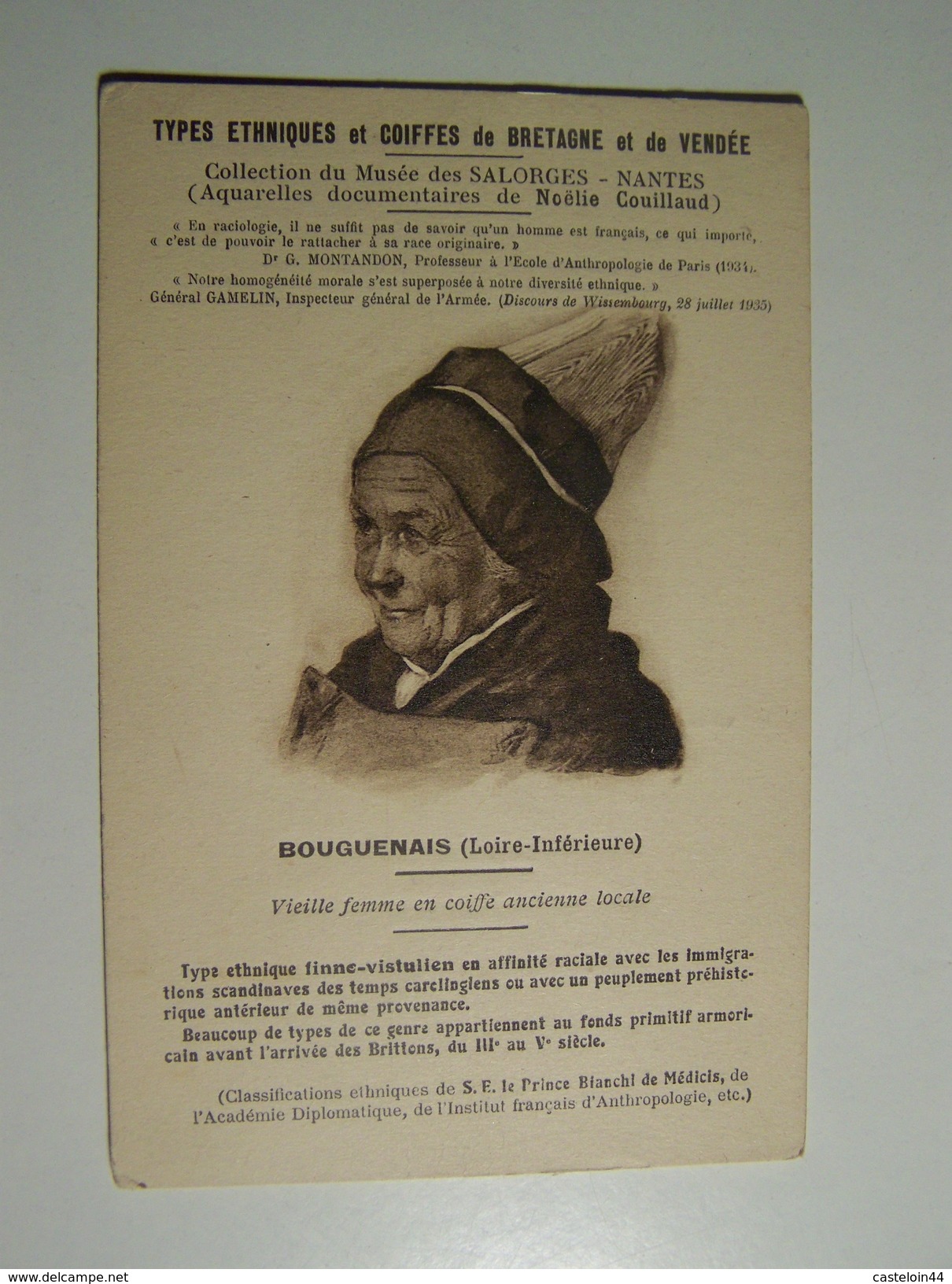 T39  TYPE ETHNIQUE Et COIFFES DE BRETAGNE ET DE VENDEE   BOUGUENAIS Vieille Femme En Coiffe Ancienne Locale - Coiffes, Chapeaux, Bonnets