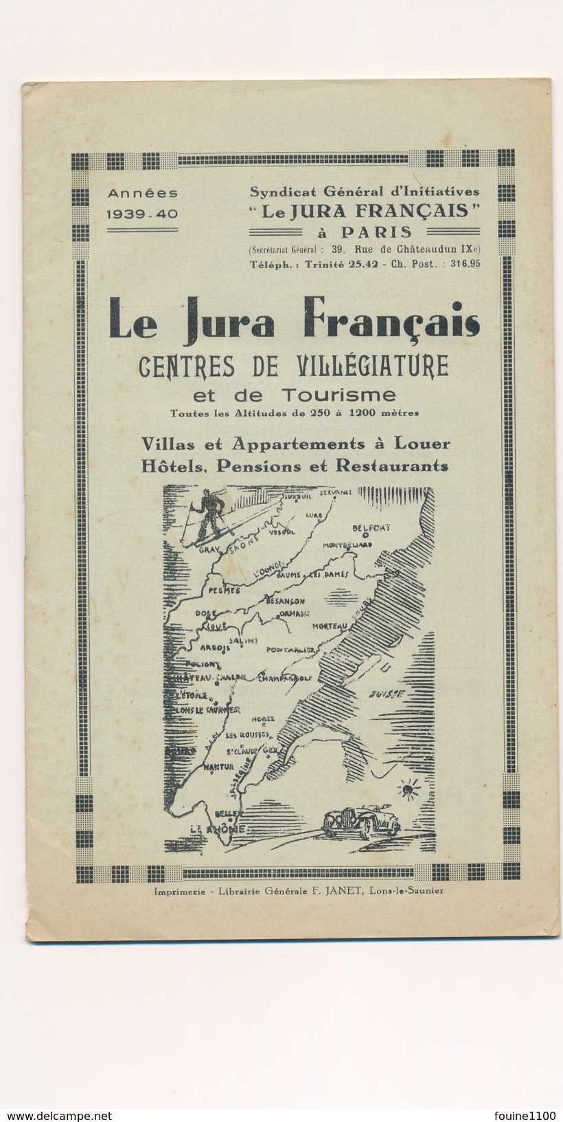 Le Jura Français Voiteur Bonlieu Lamoura Doucier Lons Le Saunier Arlay Arbois Cousanse Saint Amour Sellières Morez - 1900 – 1949