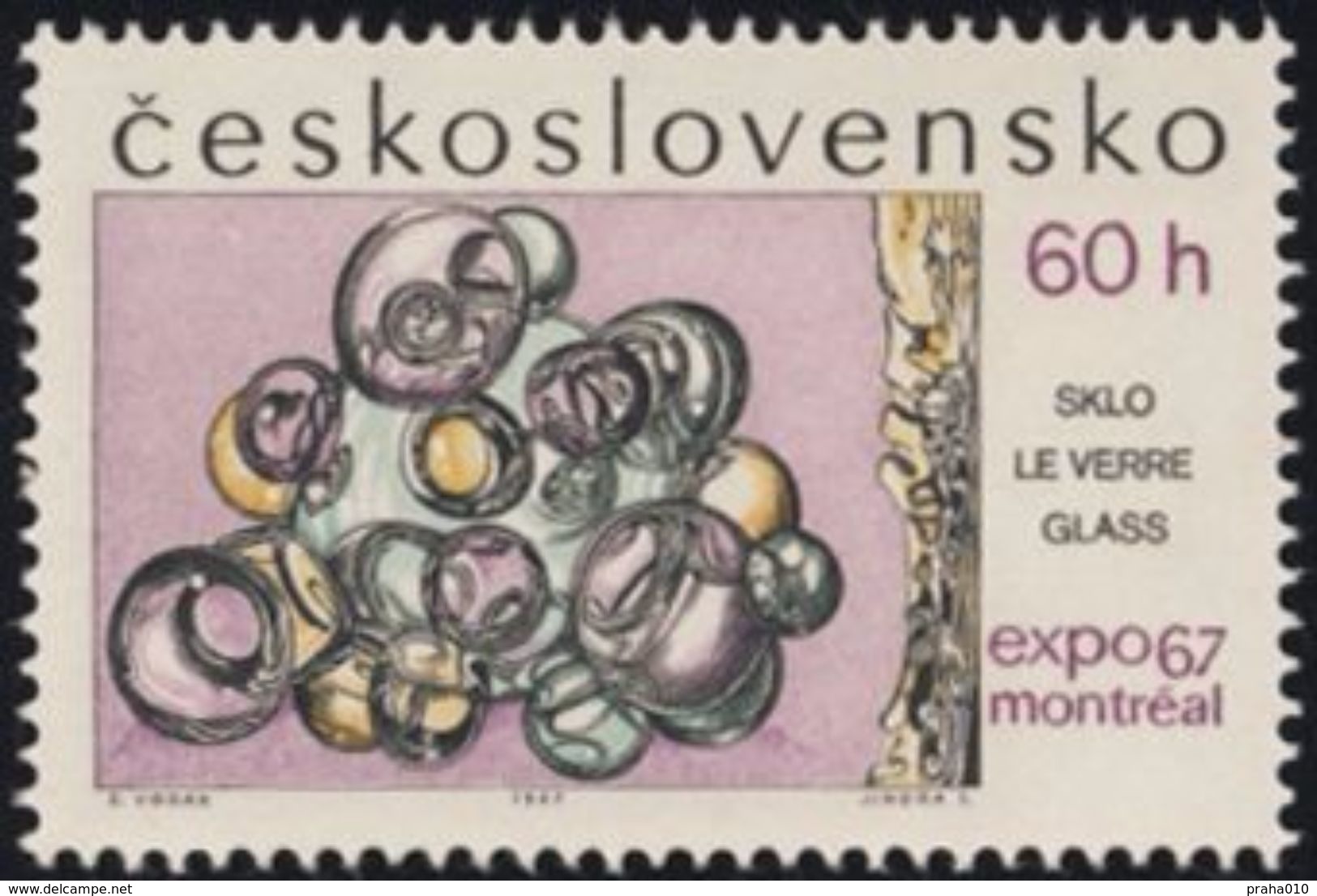 Czechoslovakia / Stamps (1967) 1602: Expo 67 Montreal (Metallurgical Glass); Painter: Karel Vodak - 1967 – Montreal (Canada)