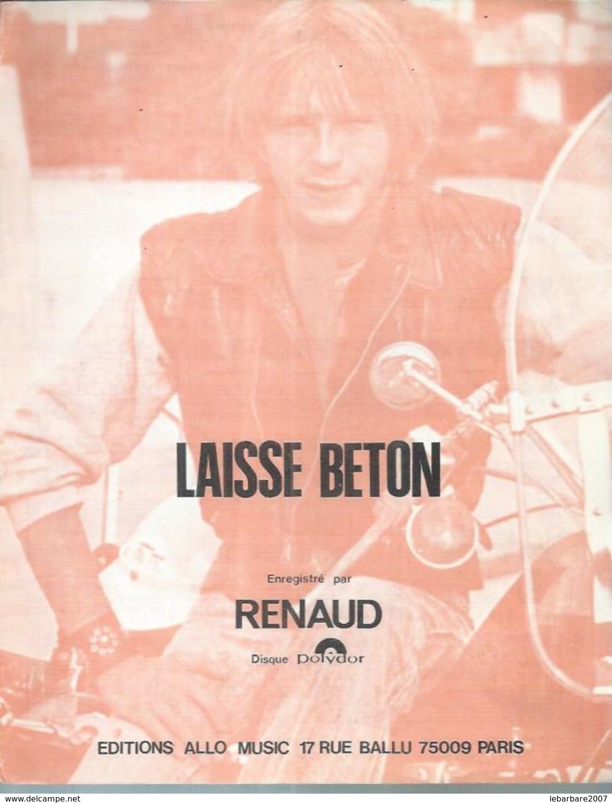 RENAUD   Partitions -  LAISSE BETON  - édittion ALLO MUSIC  ( PARTITION ) - Autres & Non Classés