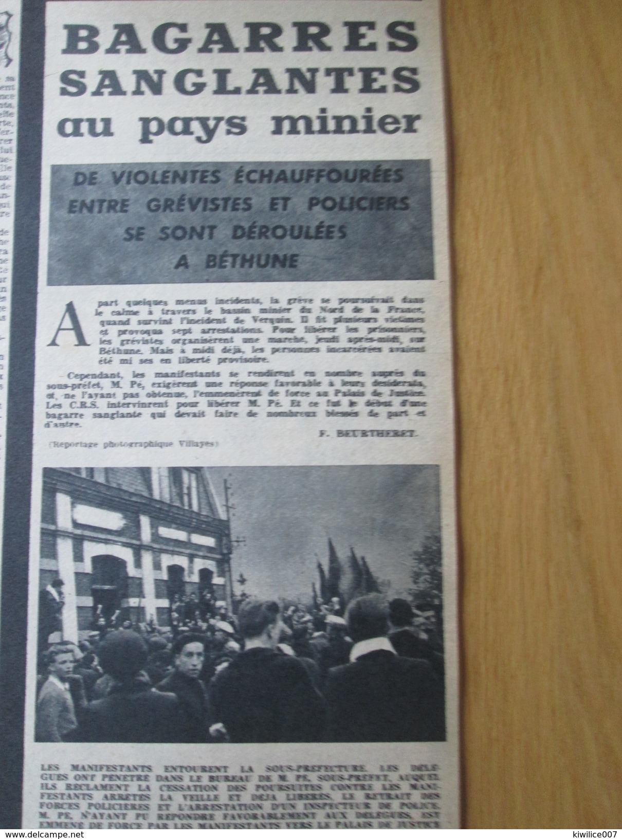 1948  Bethune Mine Mineur Bagarres Au Pays Minier   Echauffourées - Bethune