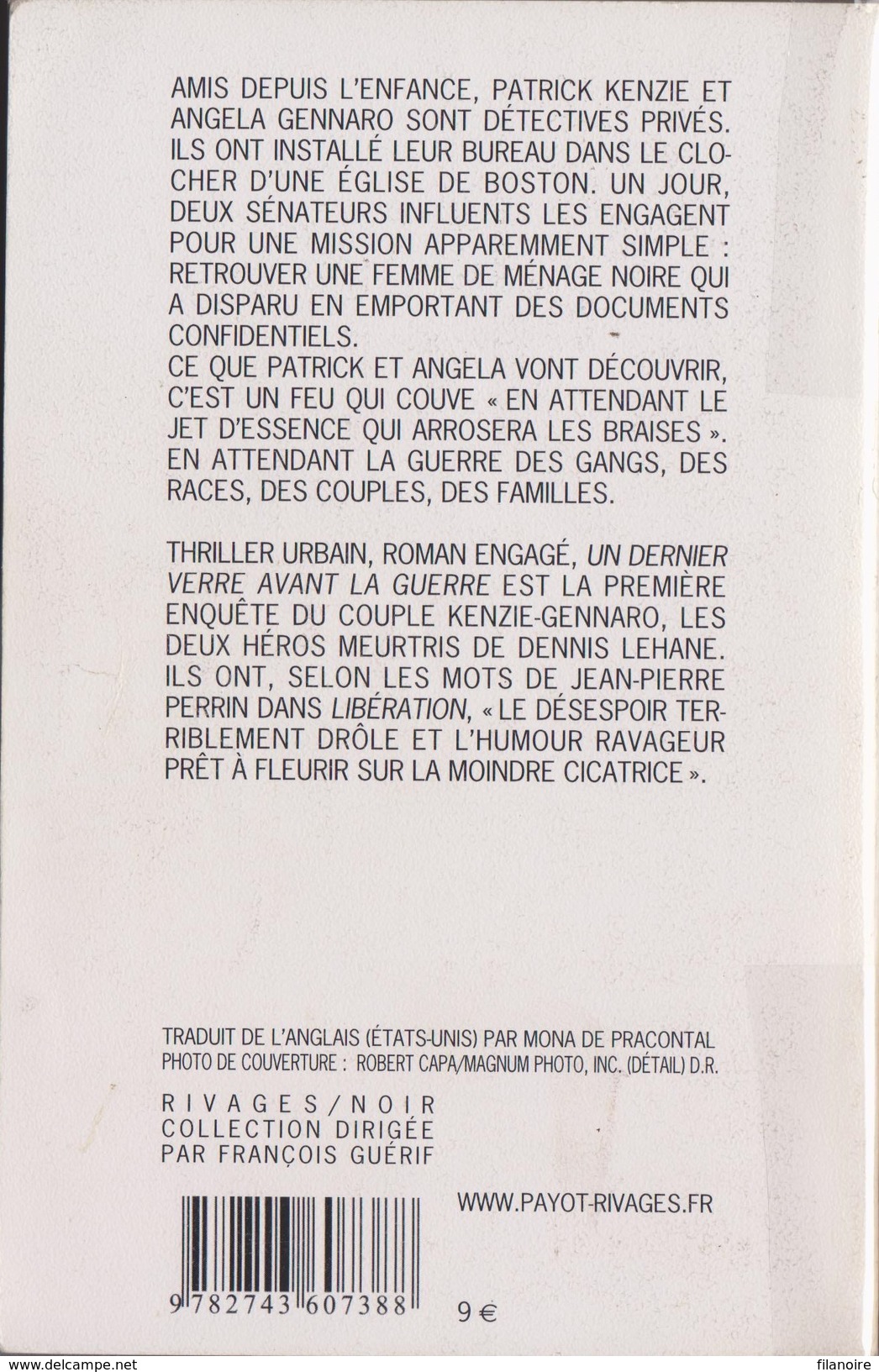 Dennis LEHANE Un Dernier Verre Avant La Guerre Rivages Noir N°380 (2005) - Rivage Noir