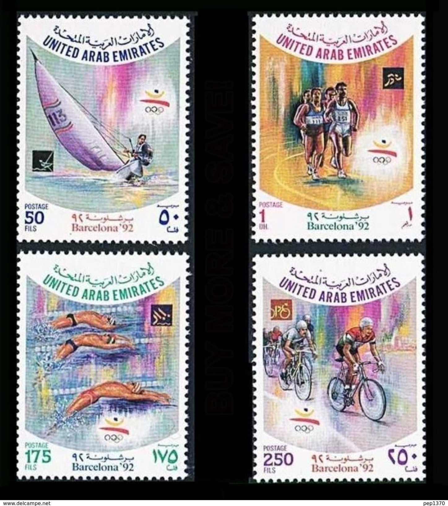 EMIRATOS ARABES UNIDOS 1992 - UNITED ARAB EMIRATES - OLYMPICS BARCELONA 92  YVERT 358/361  MICHEL 374/377  SCOTT 393/396 - Ciclismo