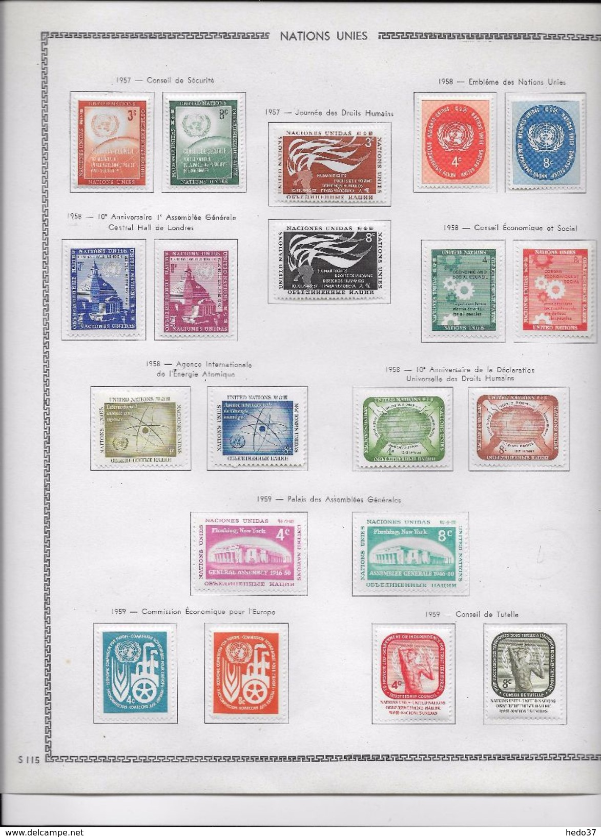 Nations Unies - Collection Vendue Page Par Page - Neufs * Avec Charnière - TB - Collections, Lots & Series