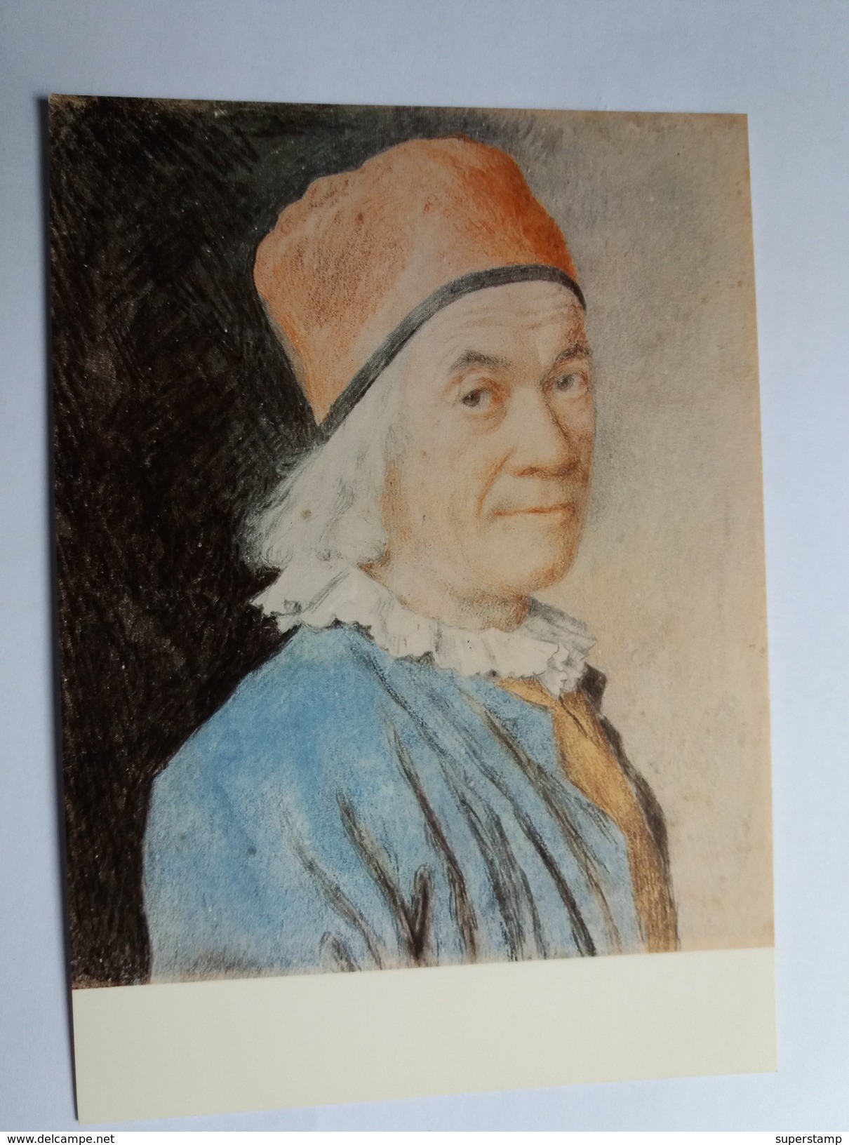 JEAN ETIENNE LIOTARD. AUTOPORTRAIT AU BONNET ROUGE. PIERRE NOIRE CRAYONS DE COULEURS SUR VELIN. 1450a - Malerei & Gemälde