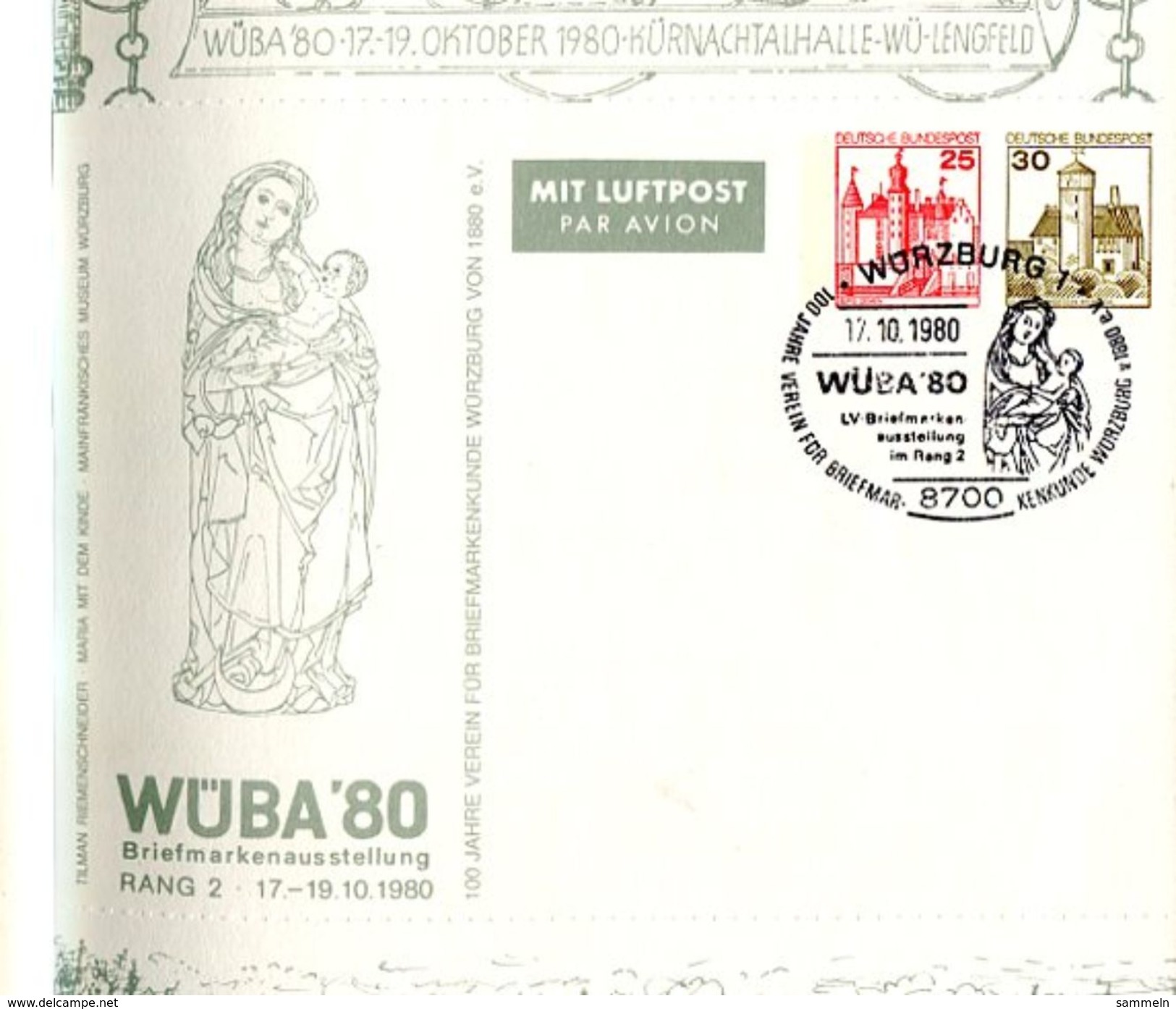6263 - BUND - Privatpostkarte Würzburg 1980 - Gestempelt Im Ausstellungskatalog Selten! - Cartes Postales Privées - Oblitérées