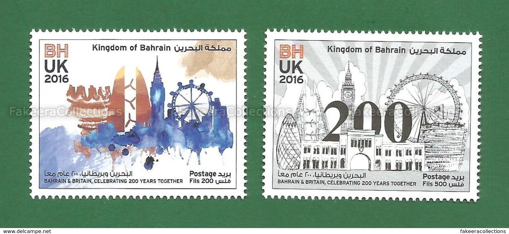 2016 BAHRAIN & Britain Celebrating 200 Years Together 2v MNH ** - BH UK Relationship , Monuments , London Eye - As Scan - Bahreïn (1965-...)