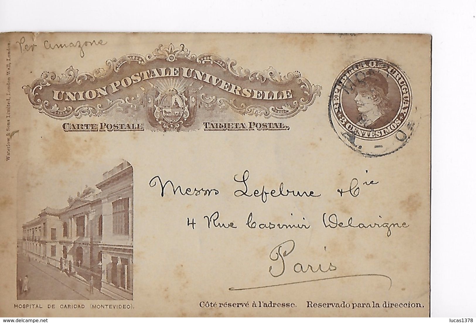 URUGUAY - 1904 - CARTE ENTIER POSTAL ILLUSTREE De MONTEVIDEO Pour PARIS - Uruguay