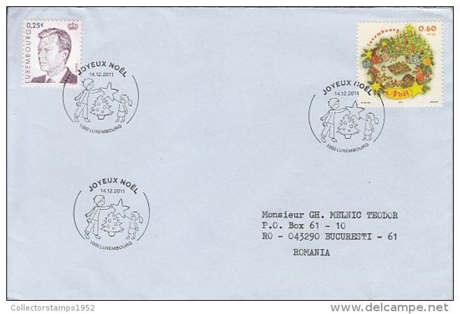 5754FM- GRAND DUKE HENRI, MERRY CHRISTMAS, STAMPS AND SPECIAL POSTMARK ON COVER, 2011, LUXEMBOURG - Cartas & Documentos