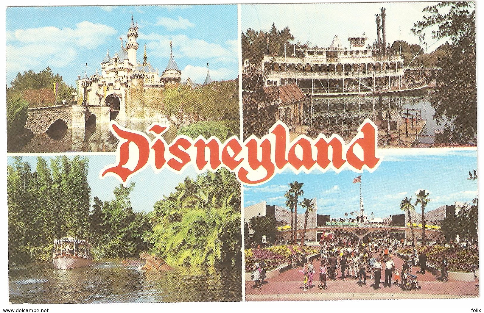 Disneyland - Multiview - Sleeping Beauty Castle / Mark Twain Steamboat / Jungle Cruise / Tomorrowland - 1980 - Anaheim