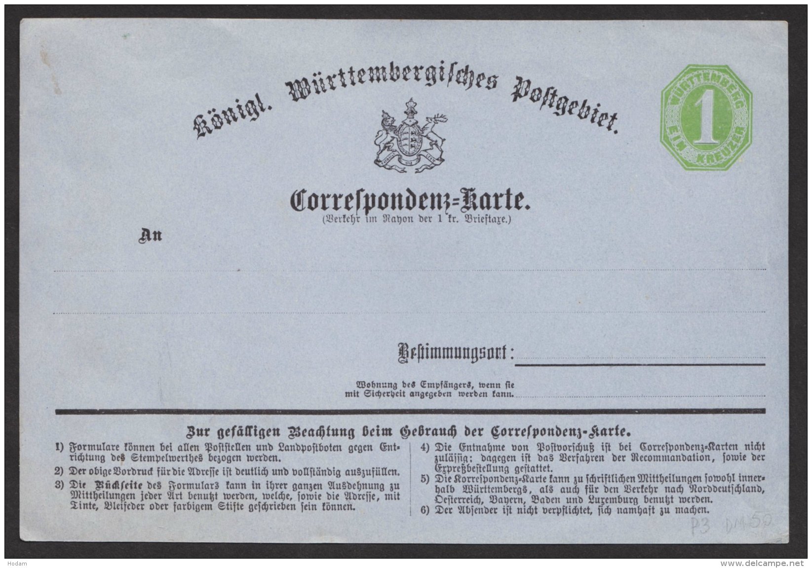 Ganzsache, " Correspondenz- Karte, Rückseitig Klebestelle, * - Sonstige & Ohne Zuordnung