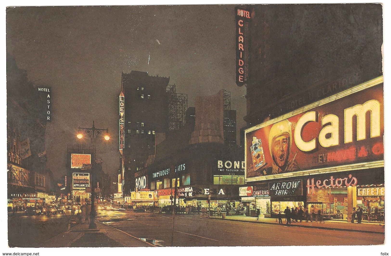 New York - Broadway / Time Square - 1965 - Hotel Claridge - Hotel Astor - Hector's - Advertising - Broadway