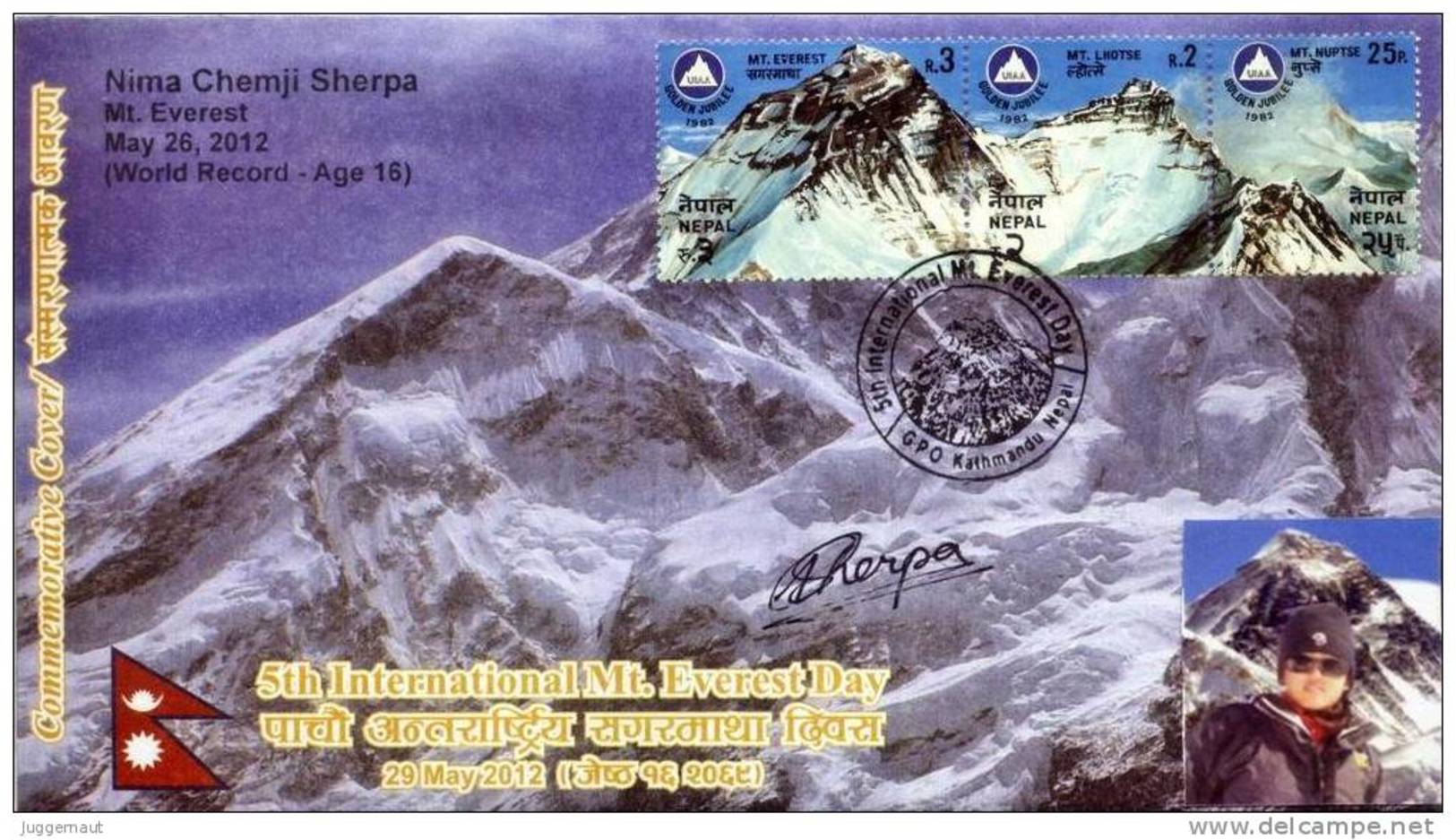 NIMA SHERPA YOUNGEST WOMAN MT.EVEREST CLIMBER SIGNED COMMEMORATIVE COVER NEPAL 2012 MINT - Autres & Non Classés