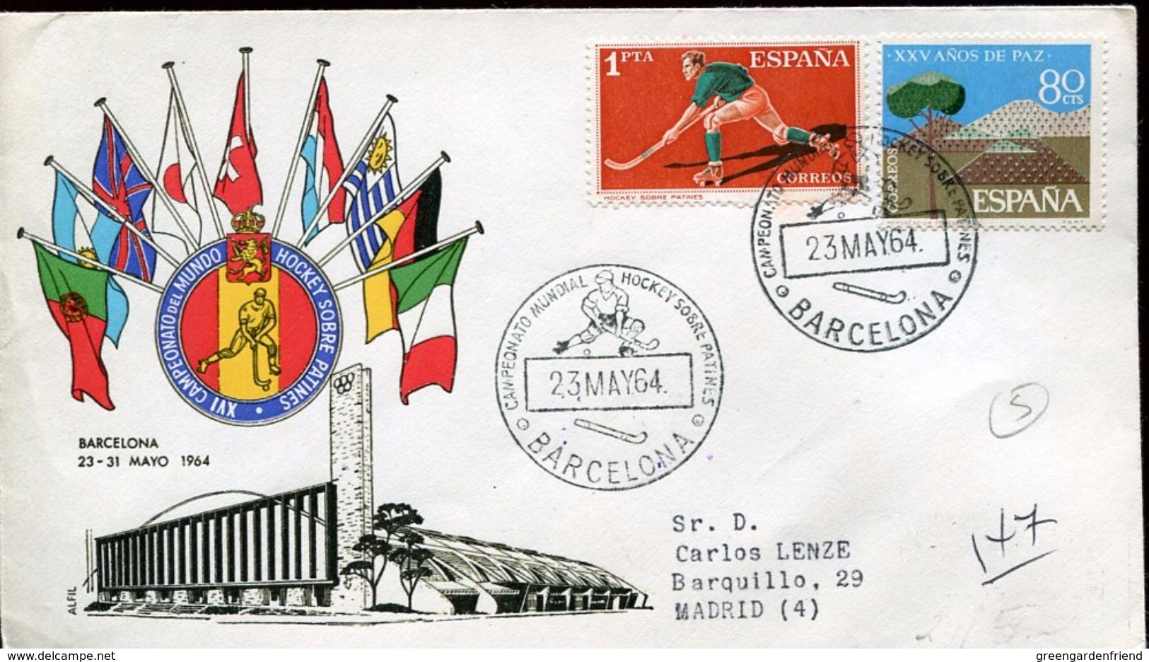 24661 Spain Special Cover 1964 Barcelona ,roller Skating, Rink Hockey,field Hochey - Hockey (Field)