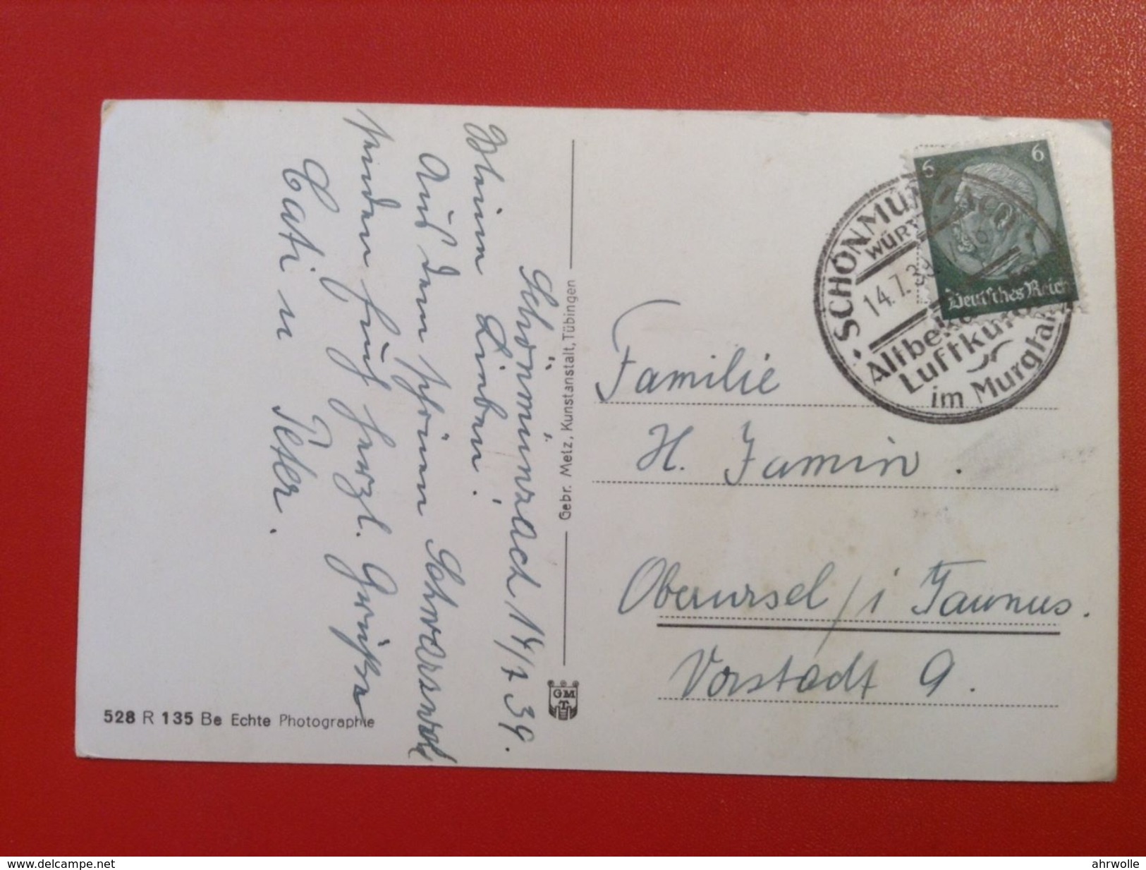 AK Luftkurort Schönmünzach Im Murgtal Sonderstempel 1939 - Baiersbronn