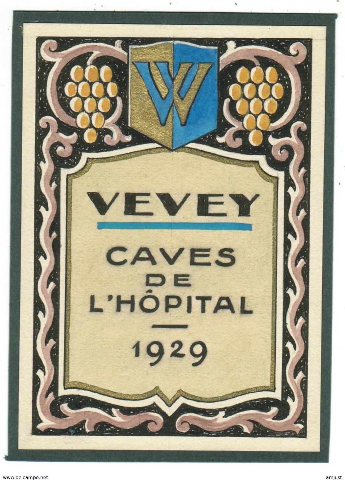 Rare // Vevey Cave De L'hôpital 1929, Vaud // Suisse - Autres & Non Classés