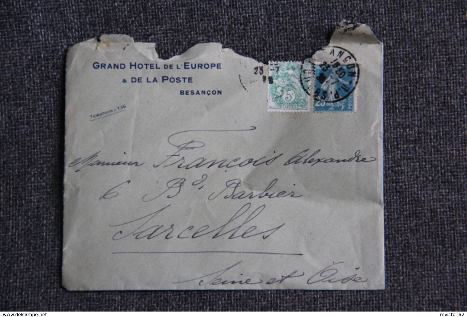 Enveloppe Timbrée Publicitaire Avec Lettre, BESANCON, Grand Hôtel De La Poste Et De L'Europe - Lettres & Documents