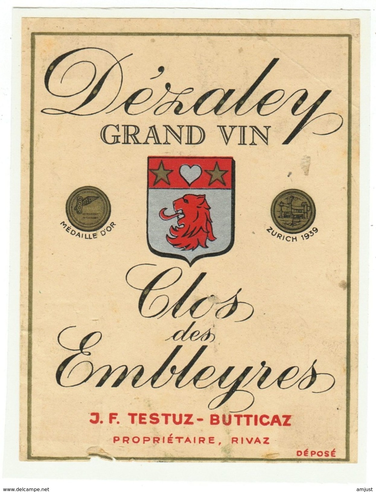 Rare // Dézaley, Clos Des Embleyres, J.F. Testuz-Butticaz à Rivaz, Vaud // Suisse - Autres & Non Classés