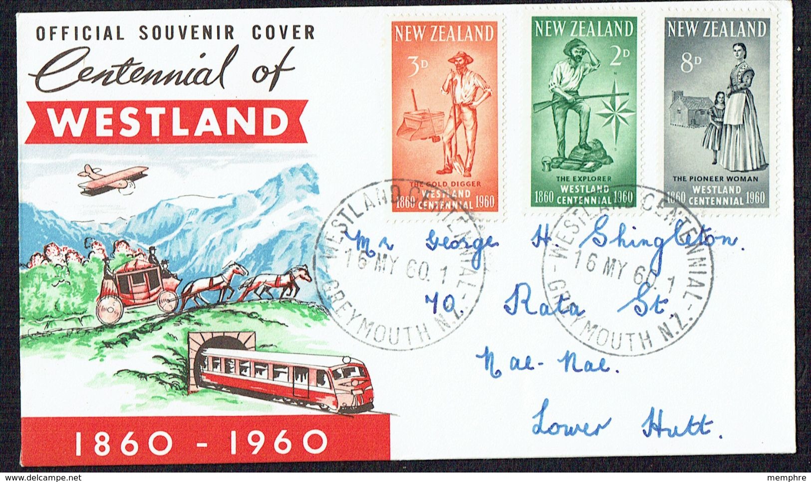 1960  Westland Centennial  Greymouth Cancel - FDC