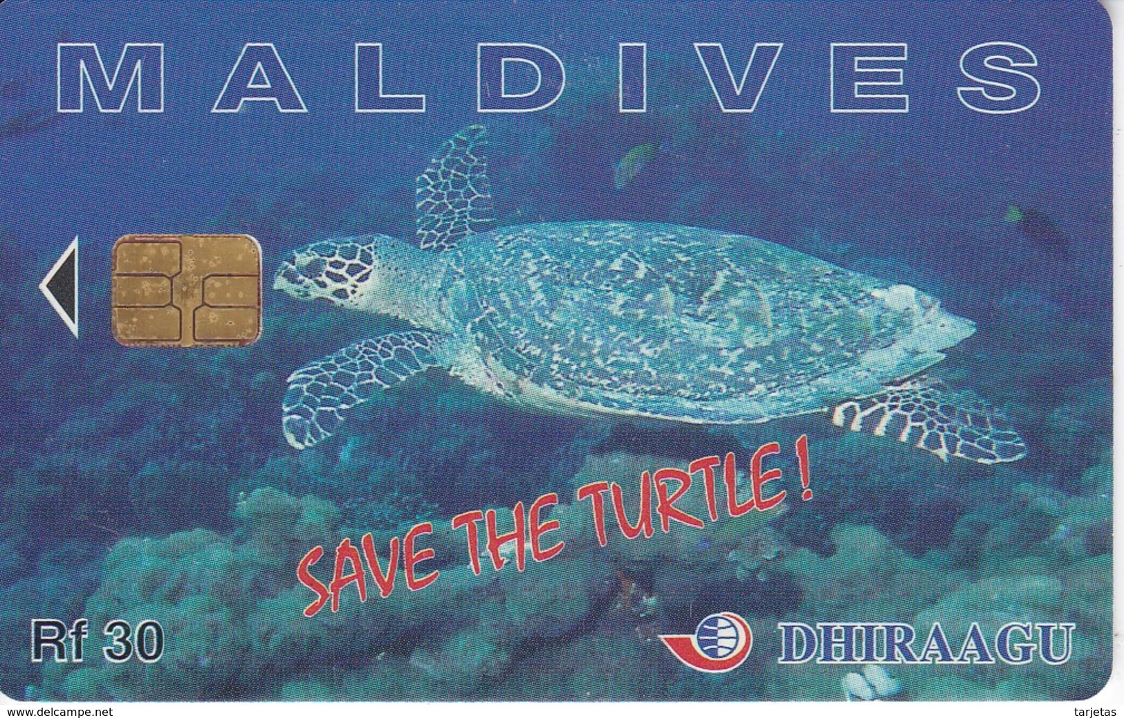 TARJETA DE MALDIVES DE UNA TORTUGA  (TURTLE) - Maldives