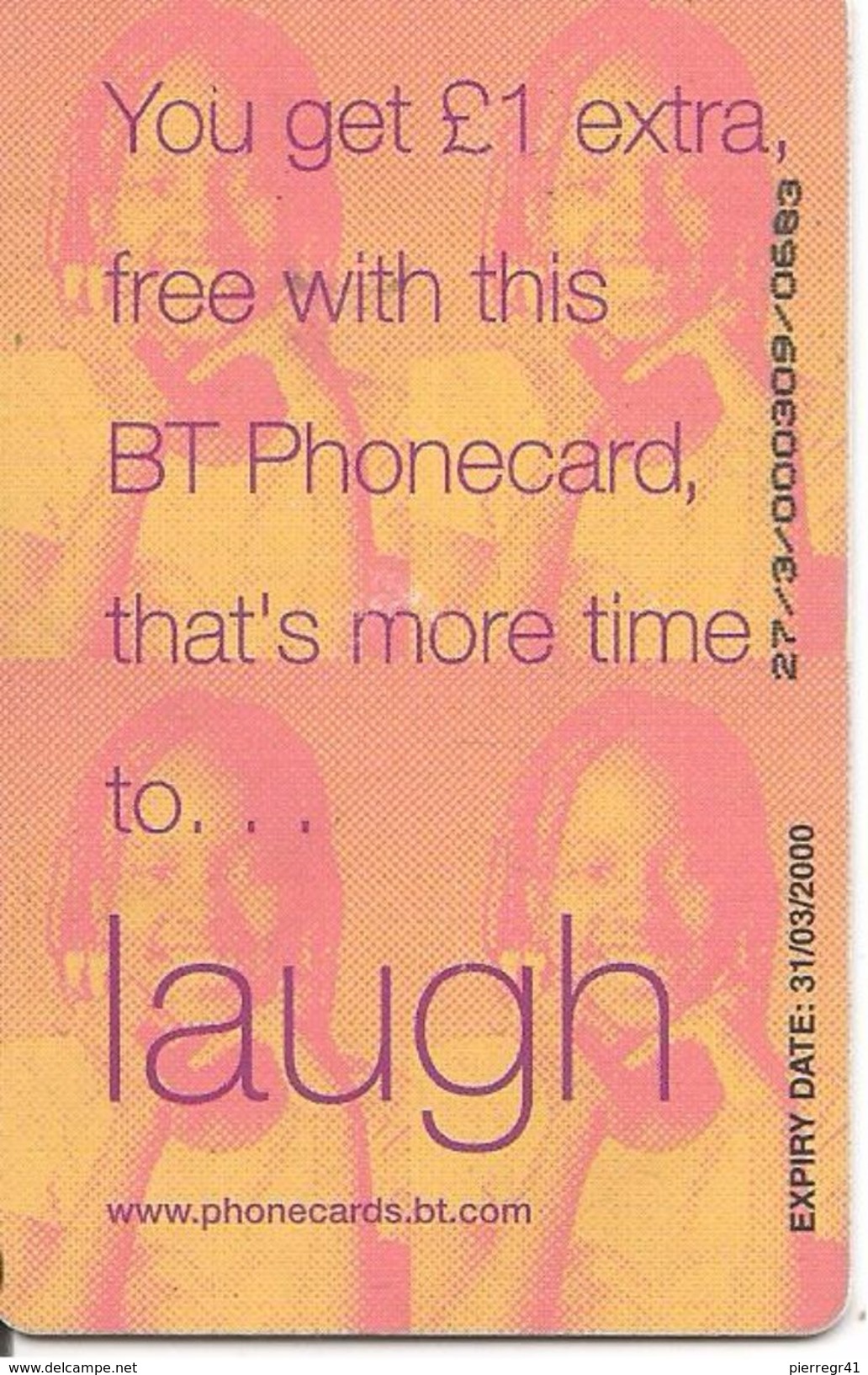 CARTE-PUCE-BT-5£-03/00-PH ONECARD-LAUGH-ENFANT  -TBE - BT Phonecard Plus