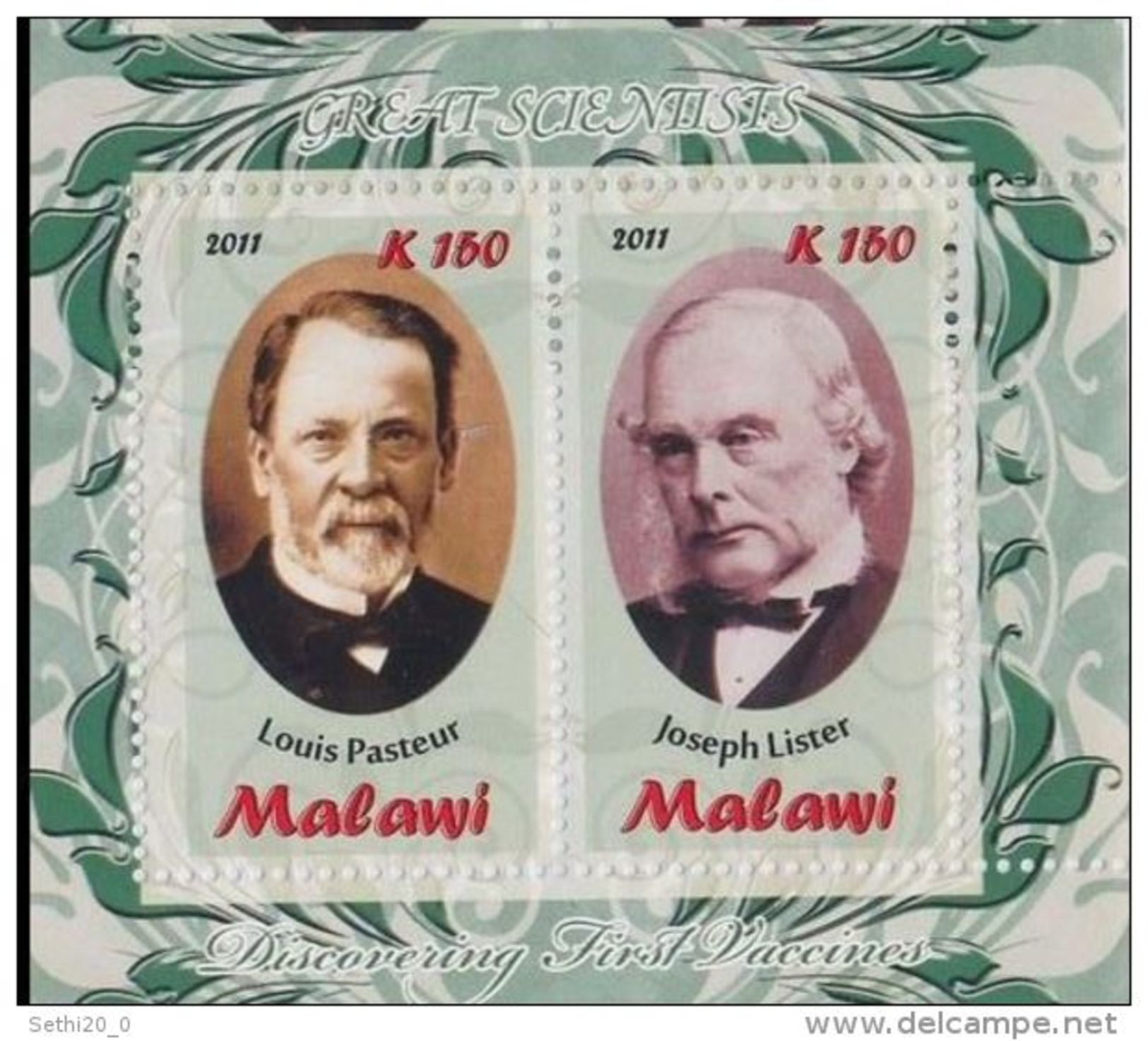 Malawi Louis PASTEUR Joseph LISTER Emission Privée - Louis Pasteur
