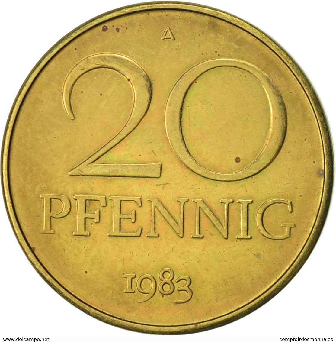 Monnaie, GERMAN-DEMOCRATIC REPUBLIC, 20 Pfennig, 1983, Berlin, TTB+, Laiton - 20 Pfennig