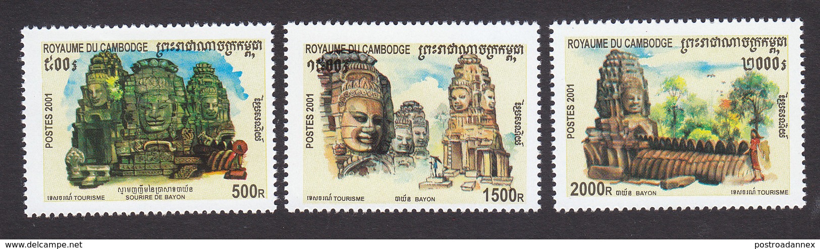 Cambodia, Scott #2104-2106, Mint Hinged, Tourism, Issued 2001 - Cambodia