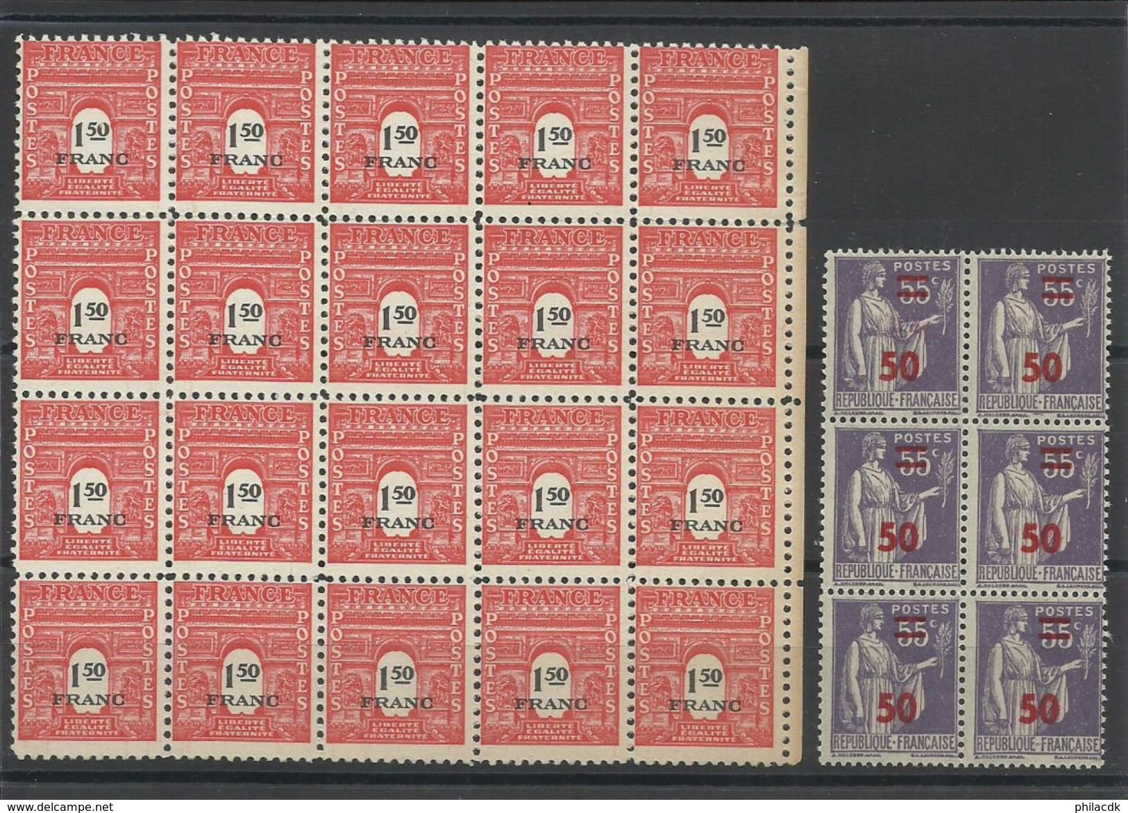 FRANCE - 47 SCANNS -LOT DE 876 NEUFS** SANS CHARNIERE/NEUFS* AVEC CHARNIERE/NEUFS (*) SANS GOMME