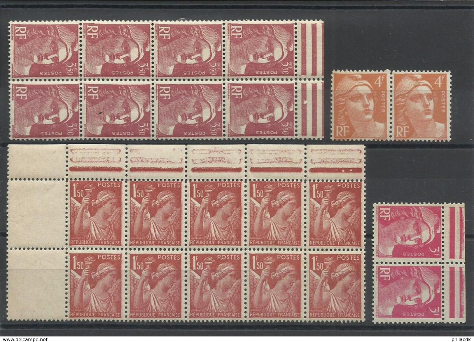 FRANCE - 47 SCANNS -LOT DE 876 NEUFS** SANS CHARNIERE/NEUFS* AVEC CHARNIERE/NEUFS (*) SANS GOMME