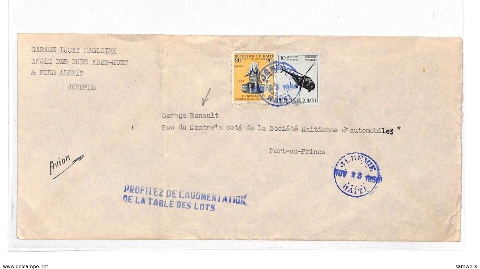 HH289 1956 Haiti Renault Garage Cover Port Au Prince {samwells-covers]PTS - Haití