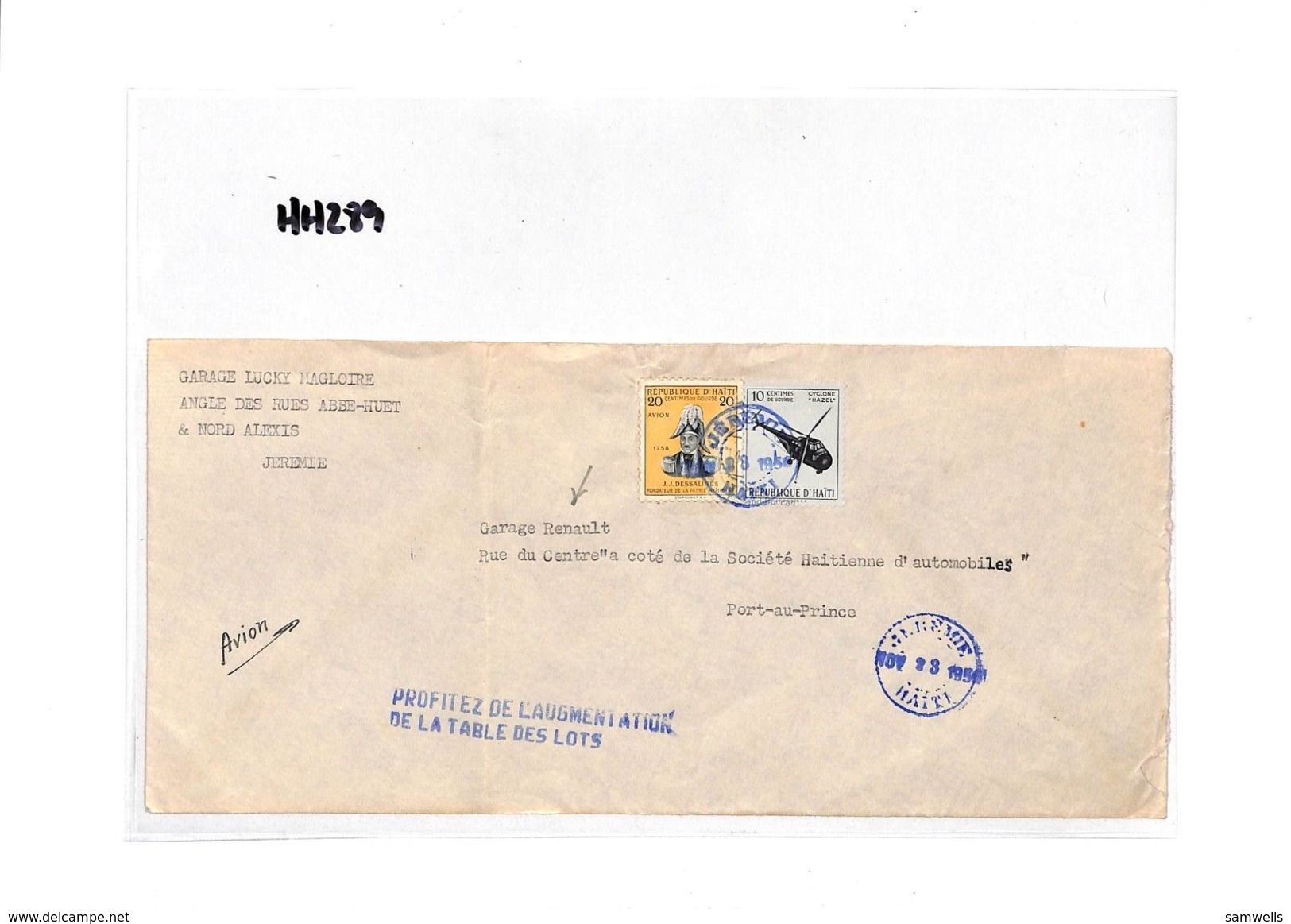 HH289 1956 Haiti Renault Garage Cover Port Au Prince {samwells-covers]PTS - Haití