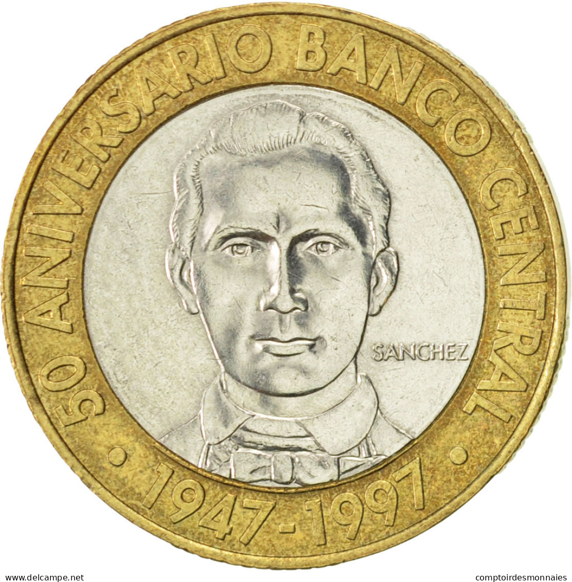 Monnaie, Dominican Republic, 5 Pesos, 1997, SUP, Bi-Metallic, KM:88 - Dominicaine