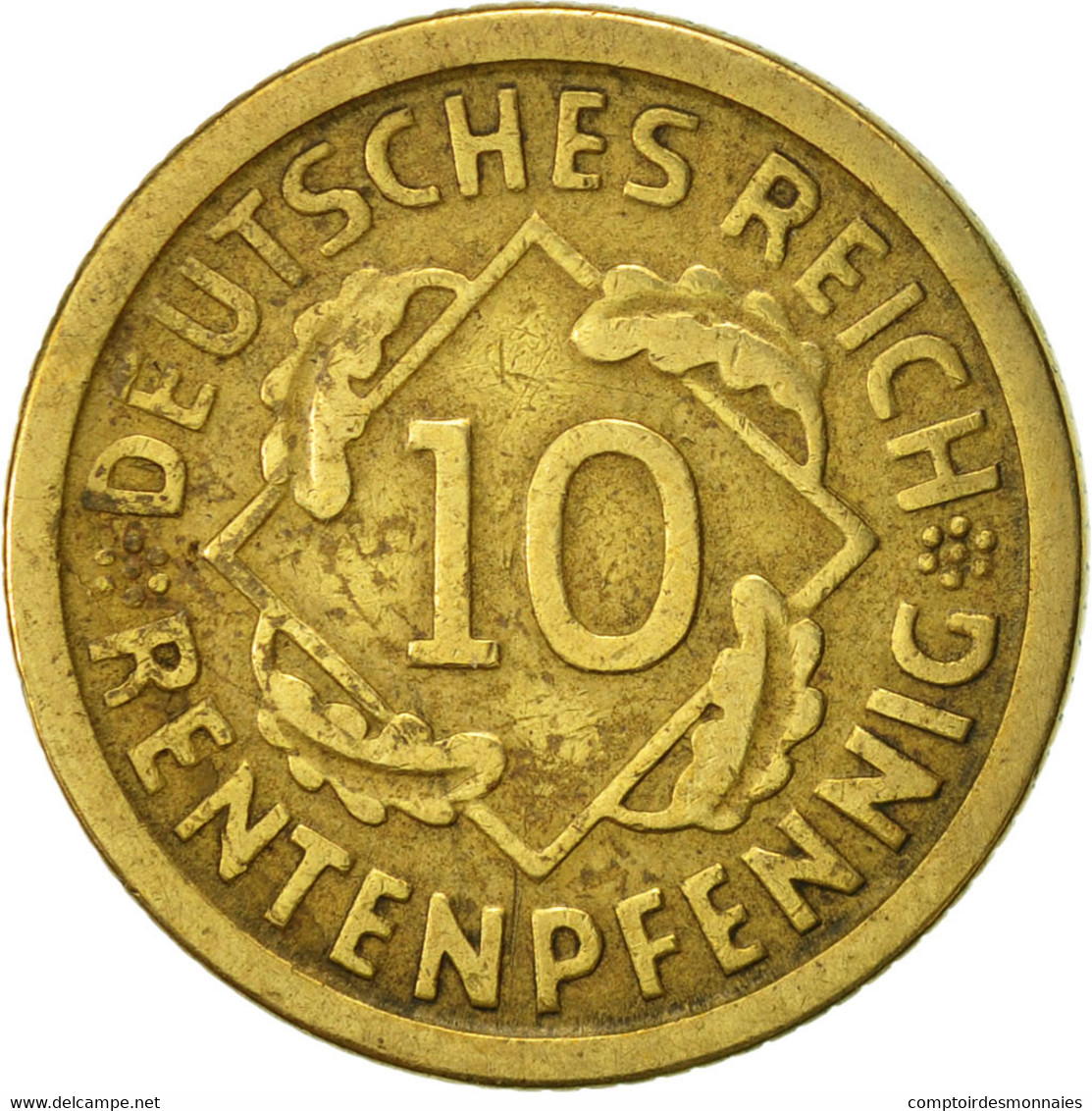 Monnaie, Allemagne, République De Weimar, 10 Rentenpfennig, 1924, Stuttgart - 10 Rentenpfennig & 10 Reichspfennig