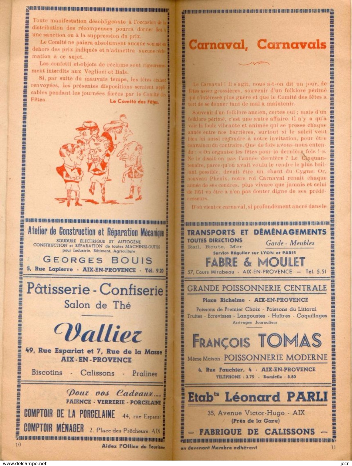 Aix En Provence - Carnaval Li 1951 - Programme Officiel - 27-28 Janvier 3-4-5-6 Fevrier - Programmes