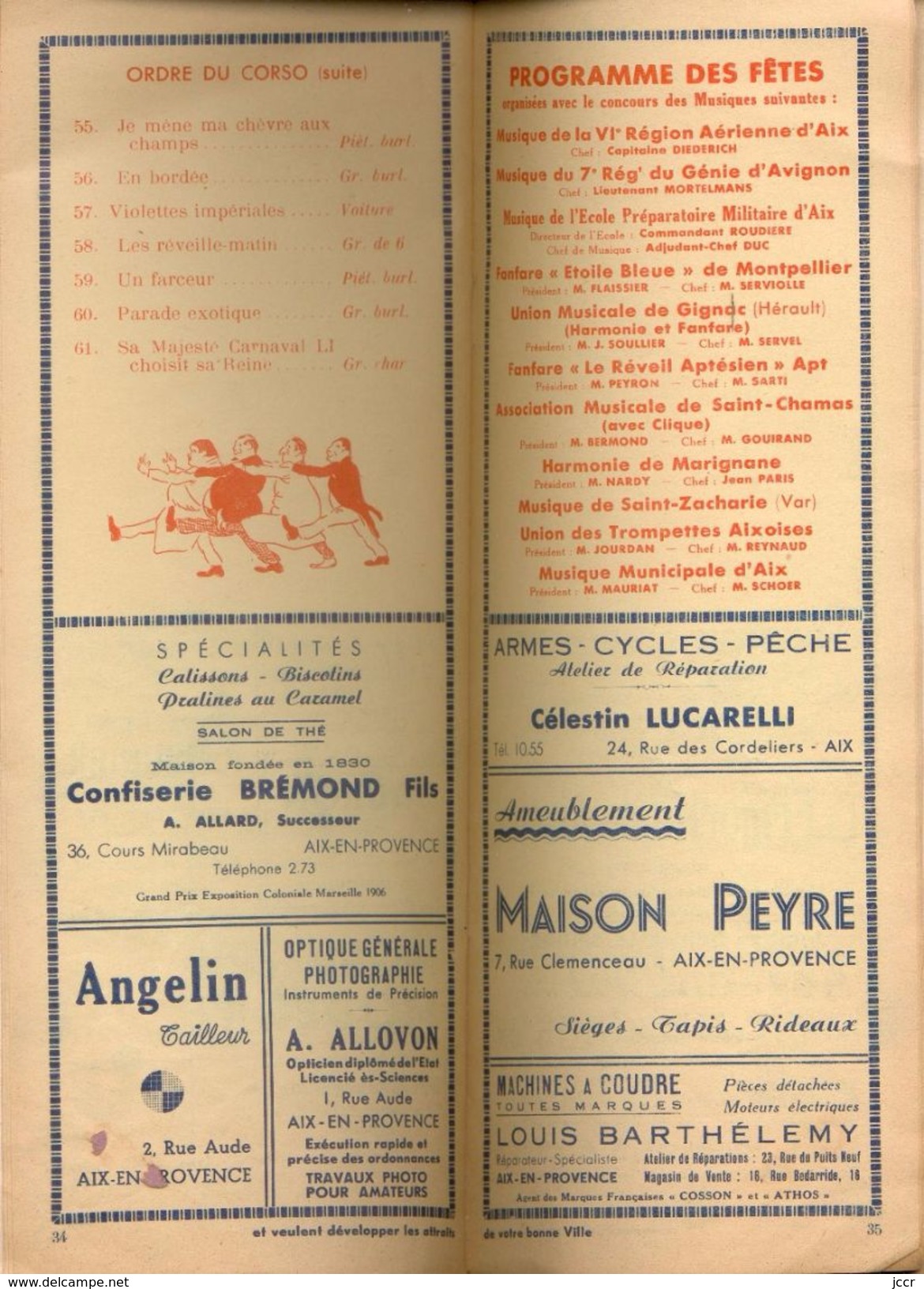 Aix en Provence - Carnaval Li 1951 - Programme Officiel - 27-28 Janvier 3-4-5-6 Fevrier