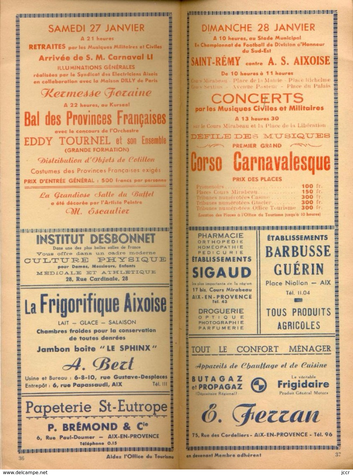 Aix en Provence - Carnaval Li 1951 - Programme Officiel - 27-28 Janvier 3-4-5-6 Fevrier