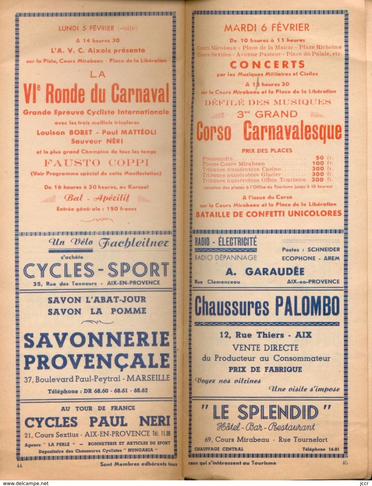 Aix en Provence - Carnaval Li 1951 - Programme Officiel - 27-28 Janvier 3-4-5-6 Fevrier