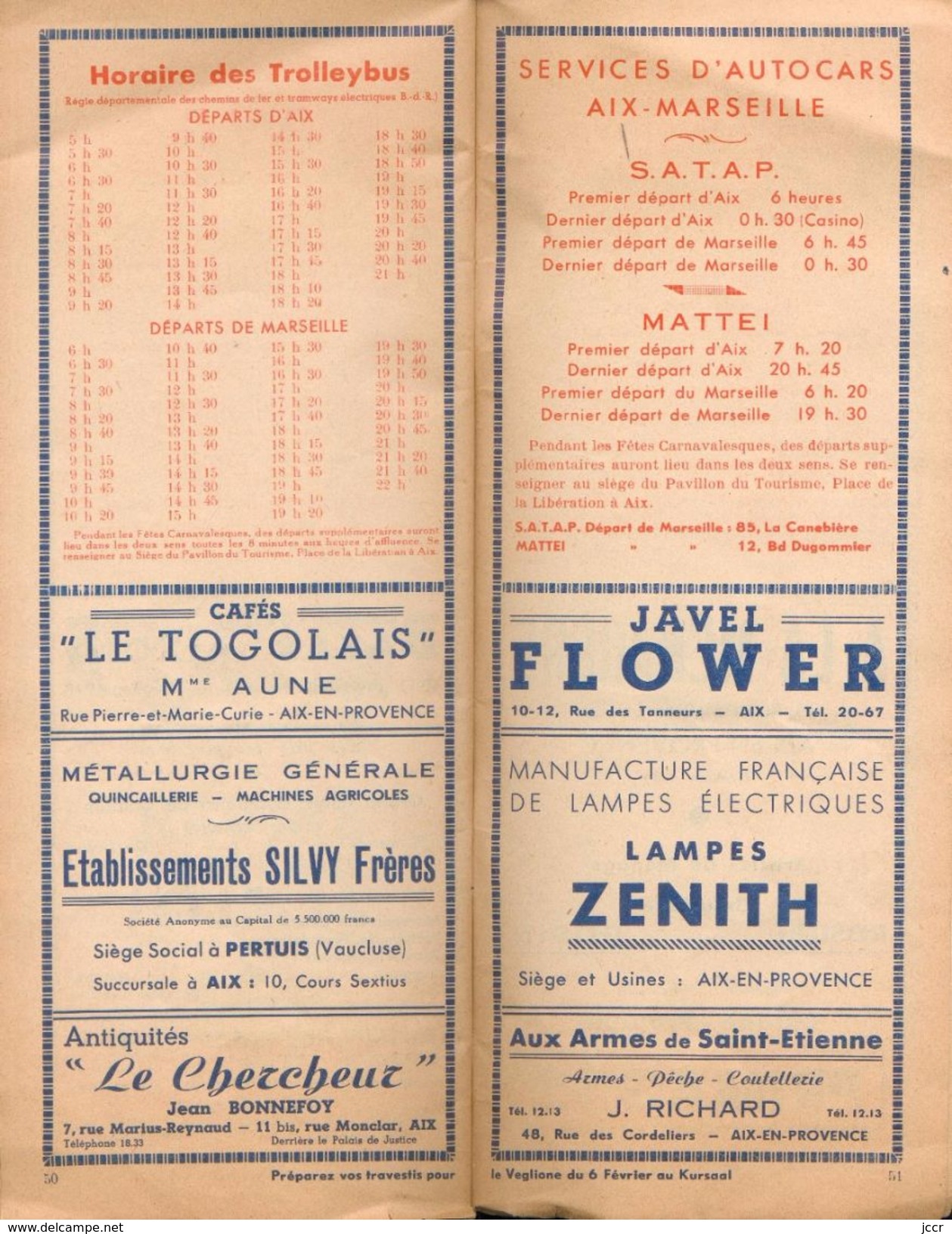 Aix en Provence - Carnaval Li 1951 - Programme Officiel - 27-28 Janvier 3-4-5-6 Fevrier