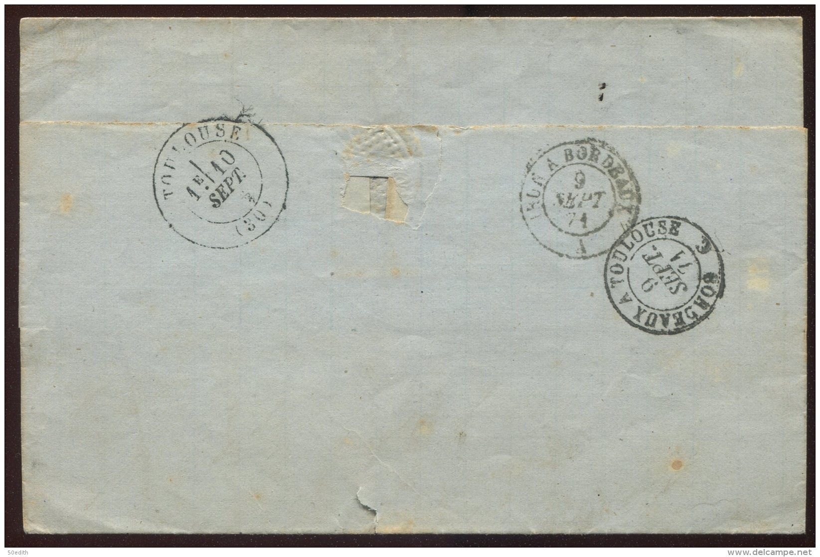 N°25+26x2 + N°37 + GC 359 Affranchissement Tricolore / Lettre   De Bayonne St Esprit  Pour Toulouse - 1863-1870 Napoléon III Lauré